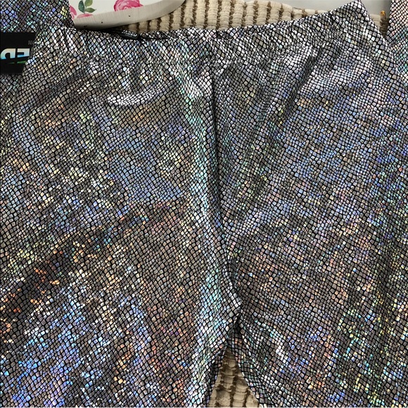 Metallic Foil Leggings Snakeskin Pattern,Sz S, M, - Picture 6 of 8